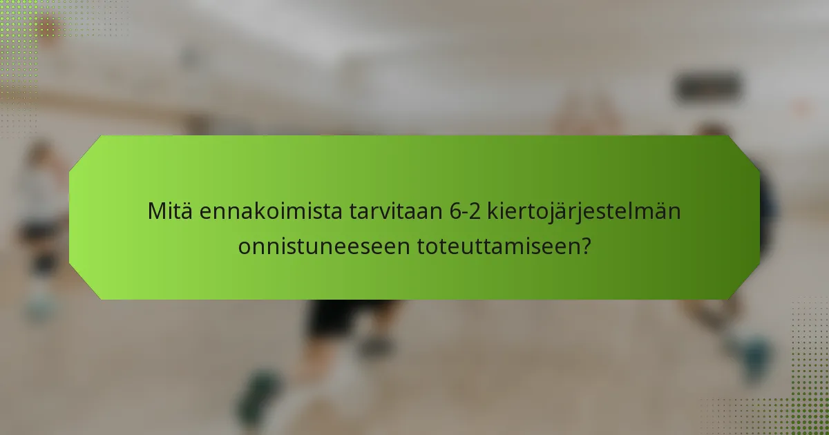 Mitä ennakoimista tarvitaan 6-2 kiertojärjestelmän onnistuneeseen toteuttamiseen?